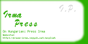 irma press business card